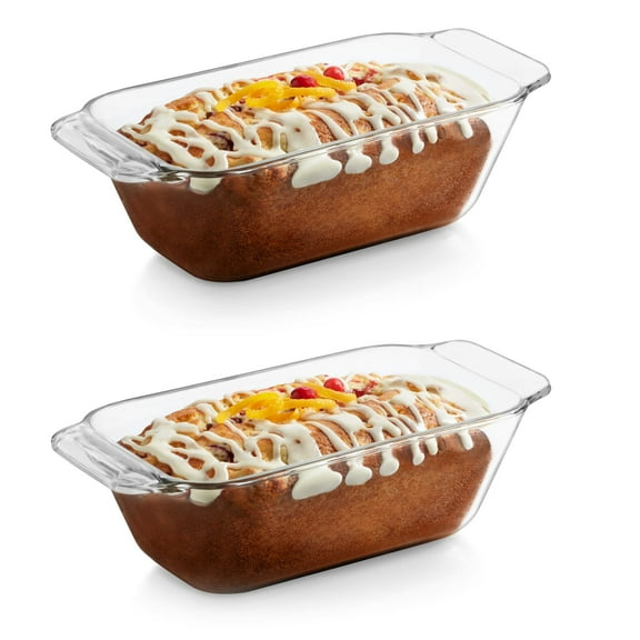 Libbey Bakers Premium Glass Loaf Baking Dish Set of 2, Stackable Bakeware with GreatGrip Handles, Durable Glass Bread Pans