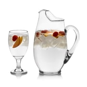 Libbey Carolina Entertaining Set with 6 Glass Goblets 16.25 oz and 90 oz Large Glass Pitcher, Clear Elegant Water Goblets, Modern Lemonade Jar Drinkware Set