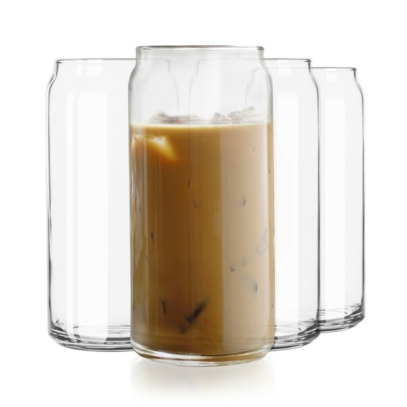 Libbey Classic Can XL Set of Drinking Glasses, Iced Coffee Cups Set of 4, 20 Oz, Dishwasher Safe Glass Beer Cups for Beverages and Cocktails
