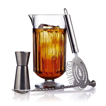 Libbey Flashback Cocktail Bar Set - 4 Piece Cocktail Mixing Glass Set with Stirring Glass and More - Mixology Bartender Kit for Drink Connoisseurs