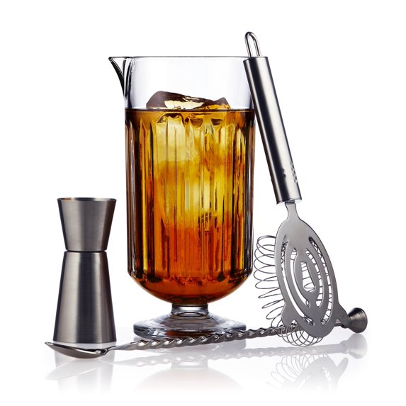Libbey Flashback Cocktail Bar Set - 4 Piece Cocktail Mixing Glass Set with Stirring Glass and More - Mixology Bartender Kit for Drink Connoisseurs