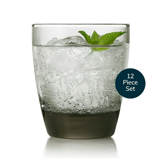 Libbey Classic Smoke Rocks Glasses Set, Classic Glassware Drinking Glasses Set of 12, Elegant, Dishwasher Safe Glasses for Cocktail Parties And More