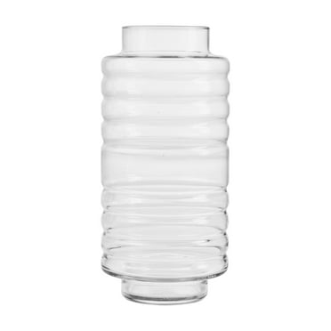 Libbey Clear Glass Grooved Cylinder Floral Vase, 10"