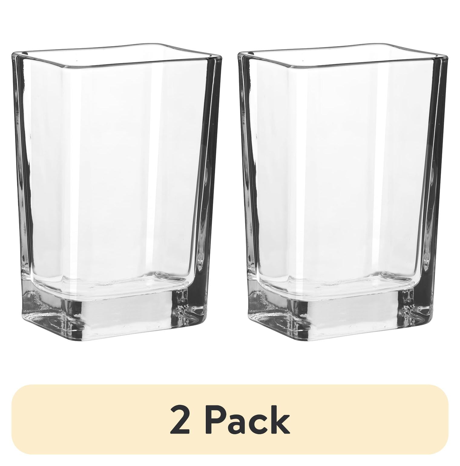 (2 pack) Libbey Clear Glass Rectangular Floral Vase, 6 in.