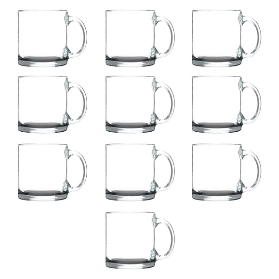 Libbey Clear Glass Coffee Mugs 13 oz. Set of 10, Bulk Pack - Perfect for Coffee, Tea, Espresso, Hot Cocoa, Other Beverages - Black