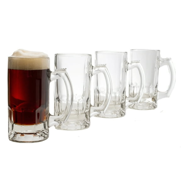 Libbey Craft Brews Glass Beer Mug Set, Large Beer Glasses Set Of 4 to Serve Ales and Lagers, Timeless Glass Beer Mugs for Freezer