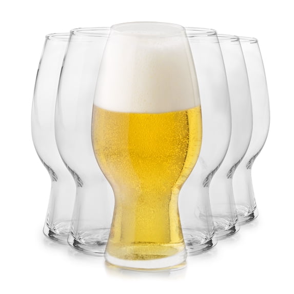 Libbey Entertaining Essentials Tall Craft Beer Glasses - Elegant Beer Glass Set of 6 - IPA Tulip Glasses for Imports, Indian Pale Ales, & Classics