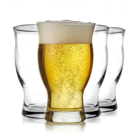 Libbey Craft Brews Nucleated Pint Beer Glasses, Dishwasher Safe Pint Glasses Set of 4 for Light Beers, Stouts, Laser Etching Nucleated Beer Glasses