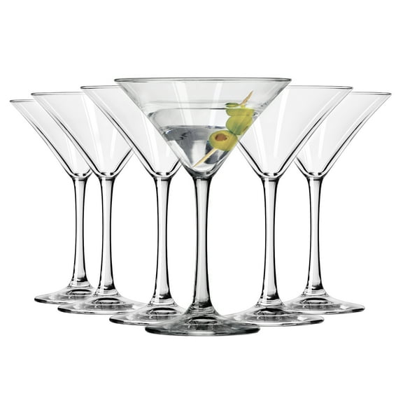 Libbey Entertaining Essentials Martini Glasses Set of 6, Tall, Slender, Triangular-Shaped Cocktail Glasses, Classic Martini Set for Wines, Cocktails