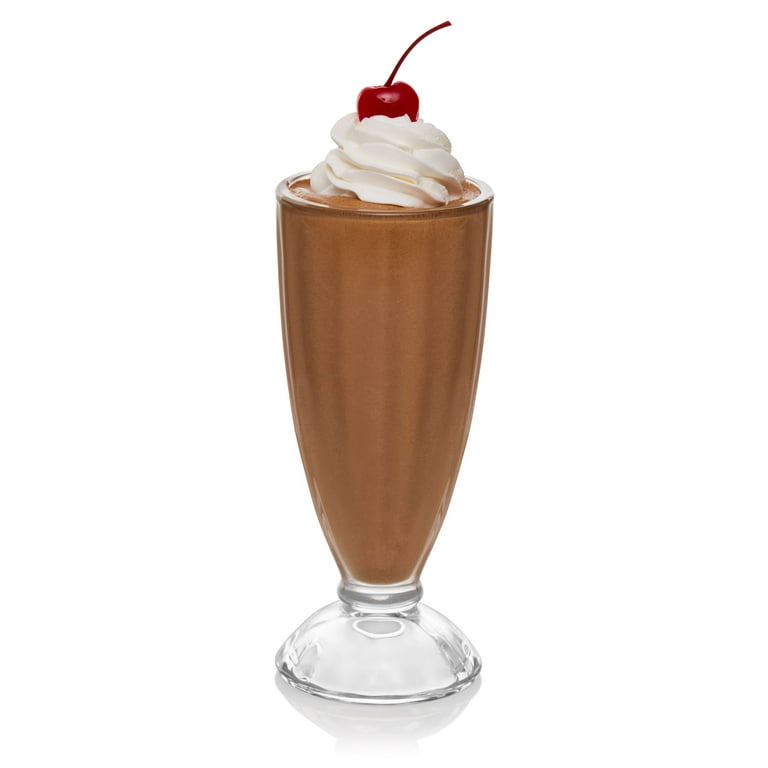 Ovente Old-Fashioned Milkshake Glasses, Durable & BPA-Free Clear