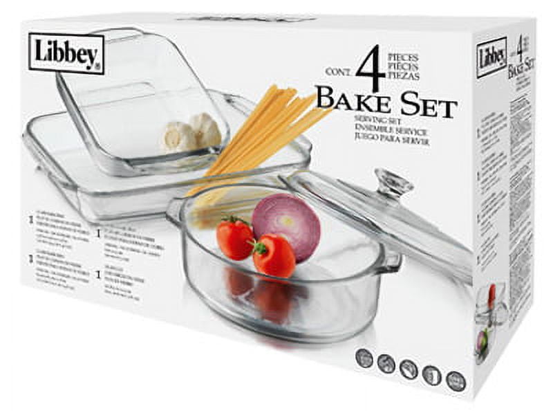 Libbey Clear Glass 4-Piece Oven Safe Bakeware Set