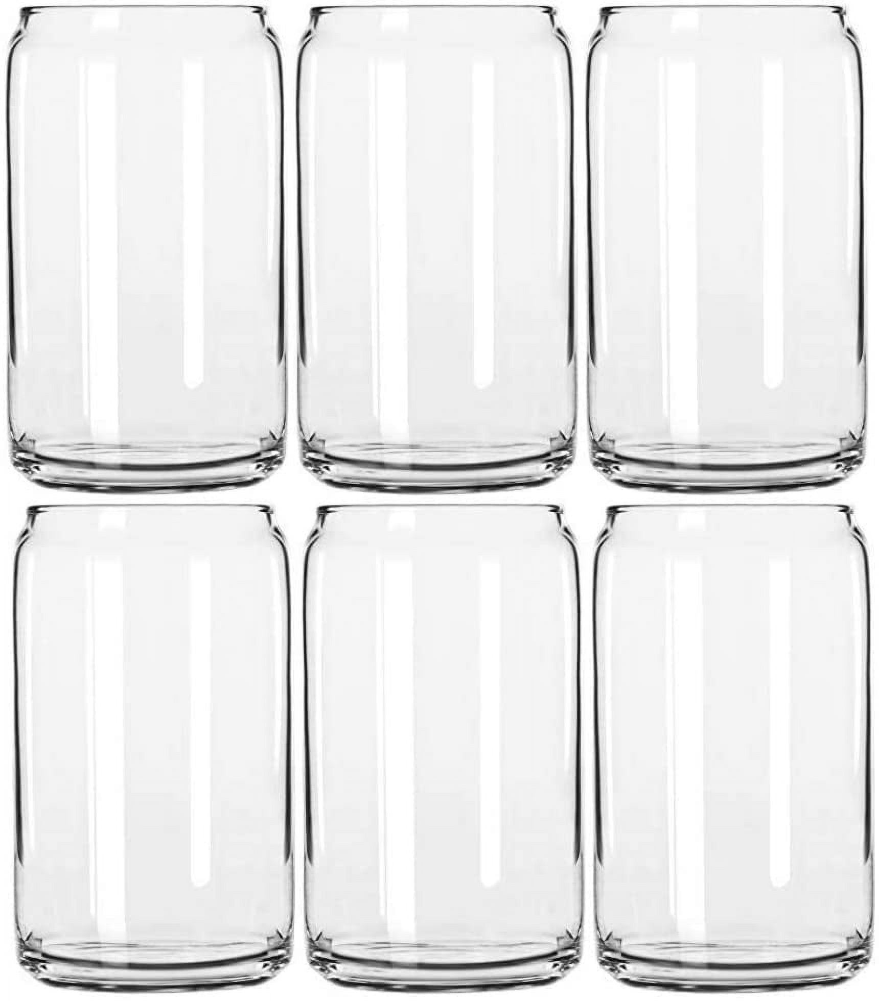 Libbey Glass Can Tumbler (Set of 6), Clear, 16 Fl Oz