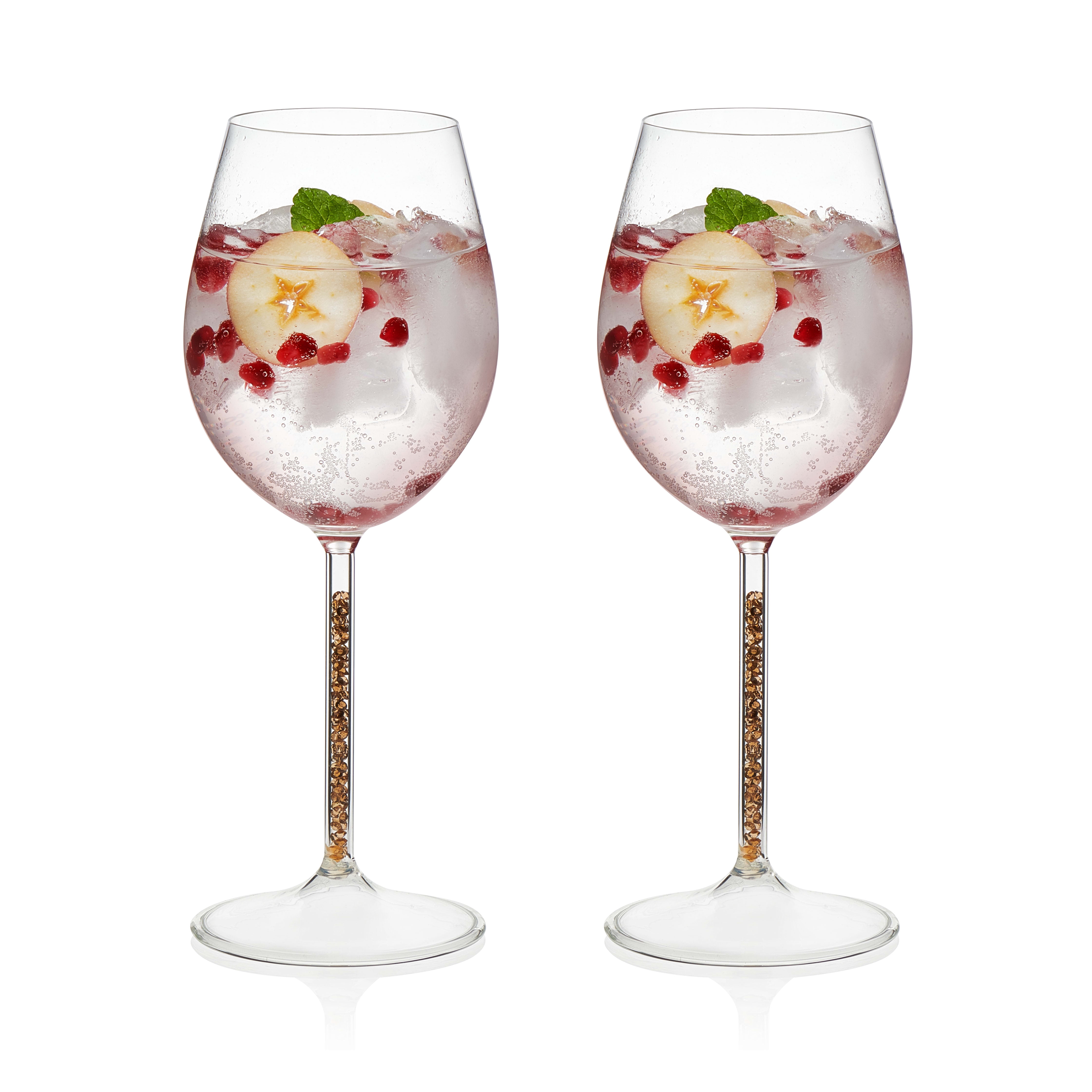 Libbey Glint Gold Stem Wine Glasses, Set of 2