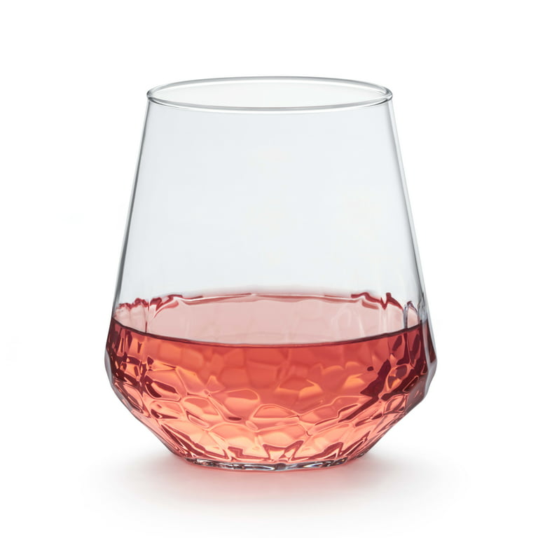 Libbey Hammered Base All-Purpose Stemless Wine Glass, 17.75-ounce