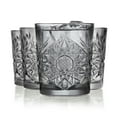thumbnail image 1 of Libbey Hobstar Double Old Fashioned Glasses, Smoke Colored Cut Glass Drinking Glasses Set of 4, Durable, Vintage Whiskey Glasses for Cocktail, Drinks, 1 of 6