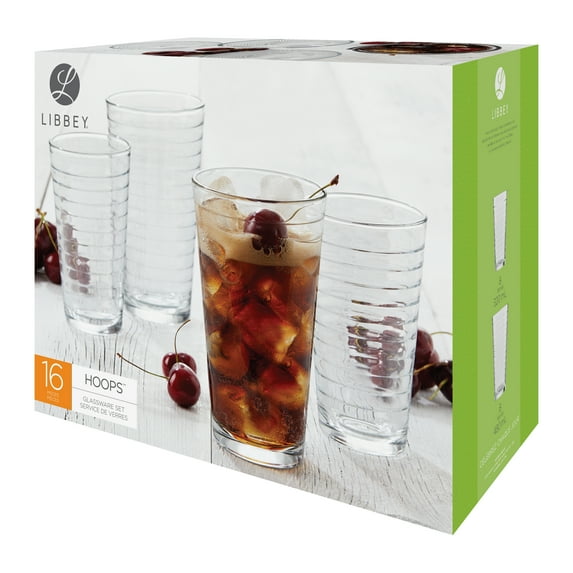 Libbey Hoops 16-Piece Drinkware Set