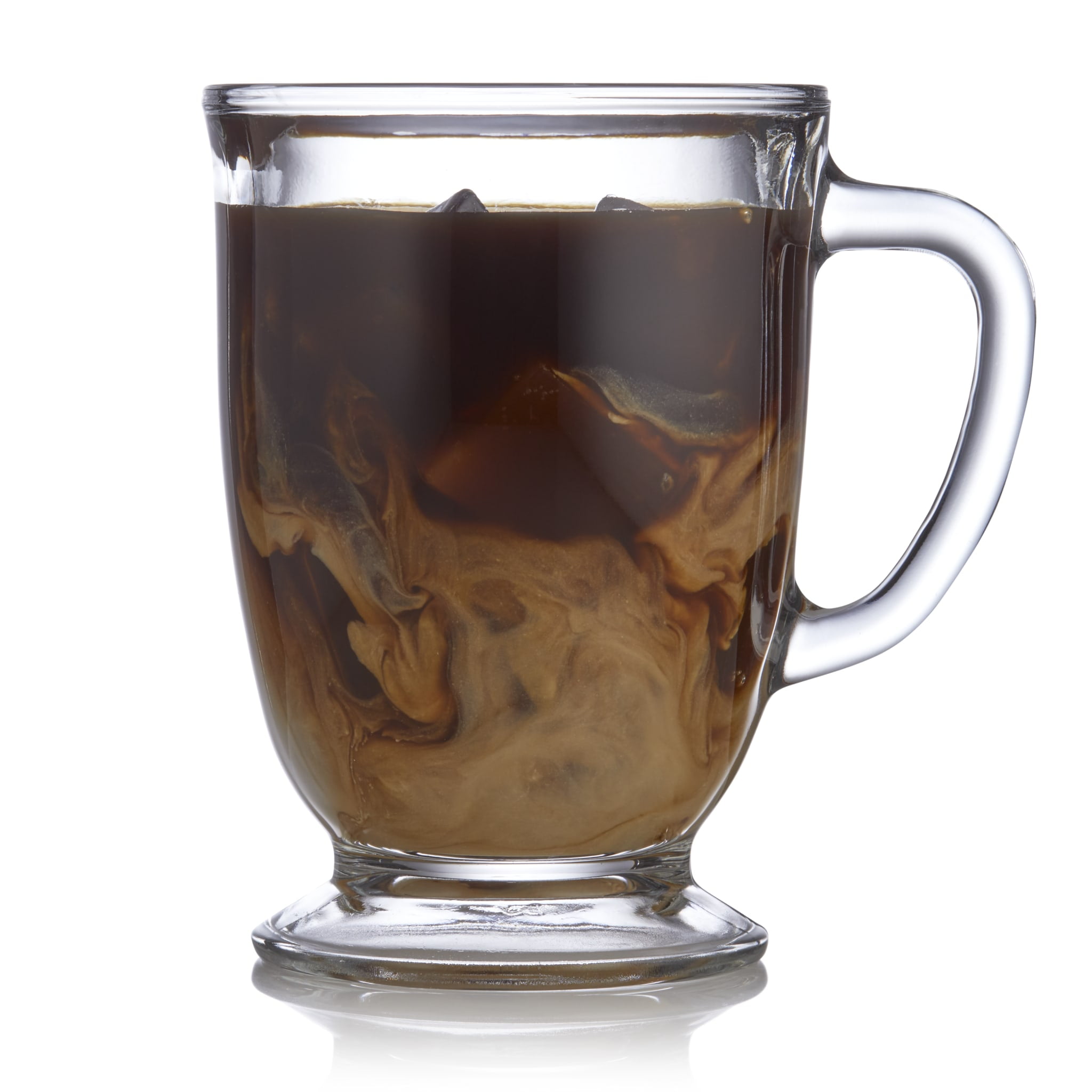 Libbey Kona Clear Glass Coffee Mugs, 16-ounce, Set of 6