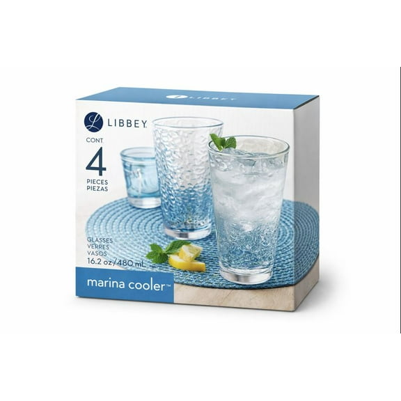 Libbey Marina Cooler Glasses Set of 4, 16.2 oz