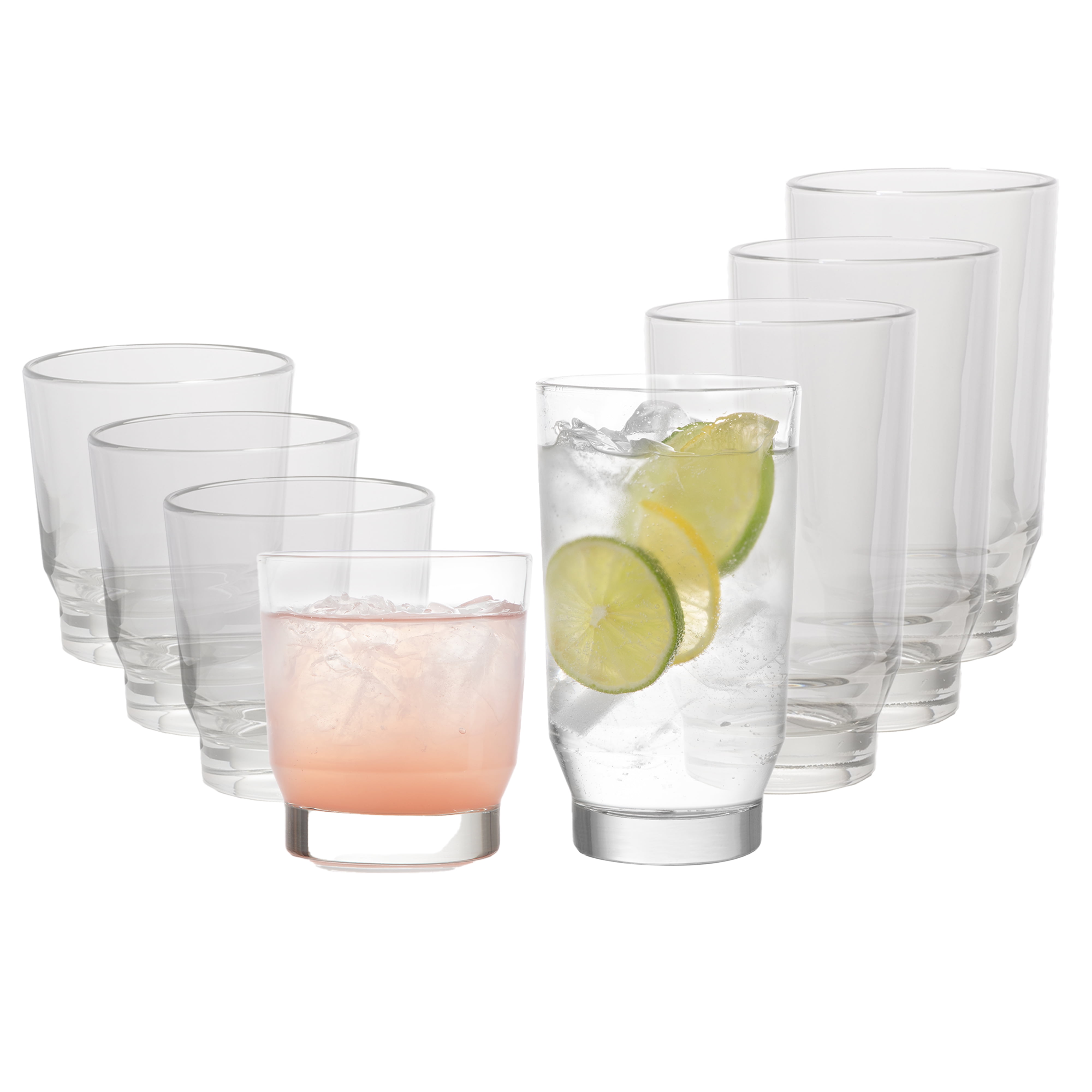 Merida Clear Glass Tumbler and Rocks Set, 8-Piece