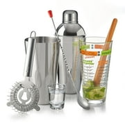 Libbey Mixology Bartender Kit, 9 Piece Cocktail Shaker Set with Muddler, Spoon, Strainer,Shot Glass and More, Bartending Kit for Home Barware