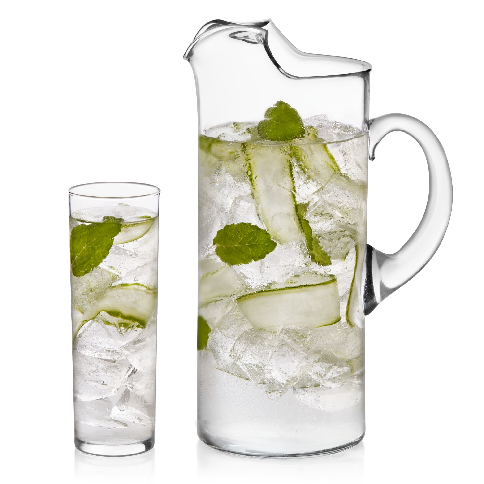 Libbey Modern Bar Highball Glasses Set of 6 and Pitcher, Tall, Bold Cocktail Glass, Pitcher Set, Glassware Sets for Boozy Brunch, Breakfast and More