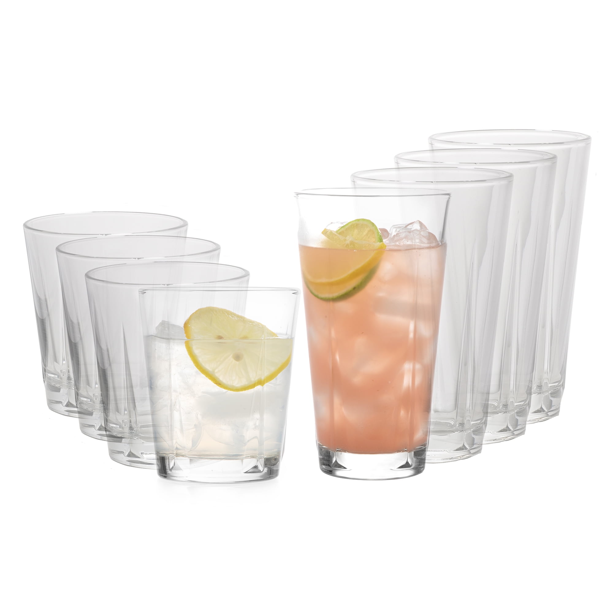 Monterey Geometric Faceted Glass Tumbler and Rocks Set, 8-Piece