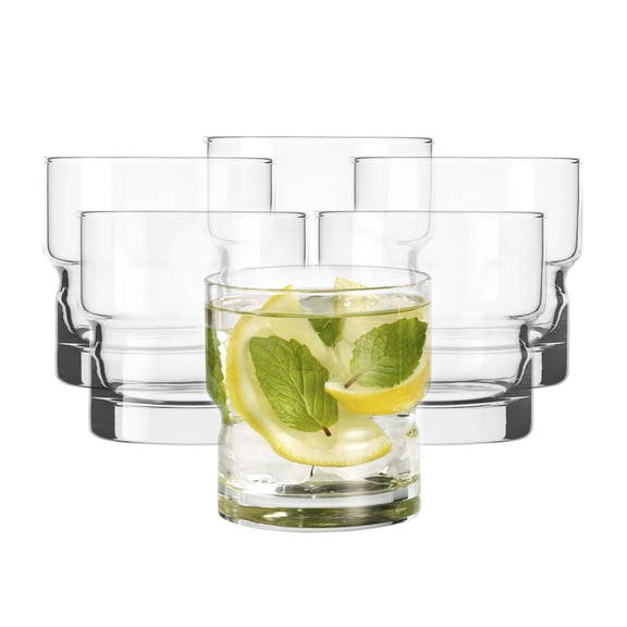 Libbey Newton Stackable Double Old Fashioned Glass, 12-ounce, Set of 6