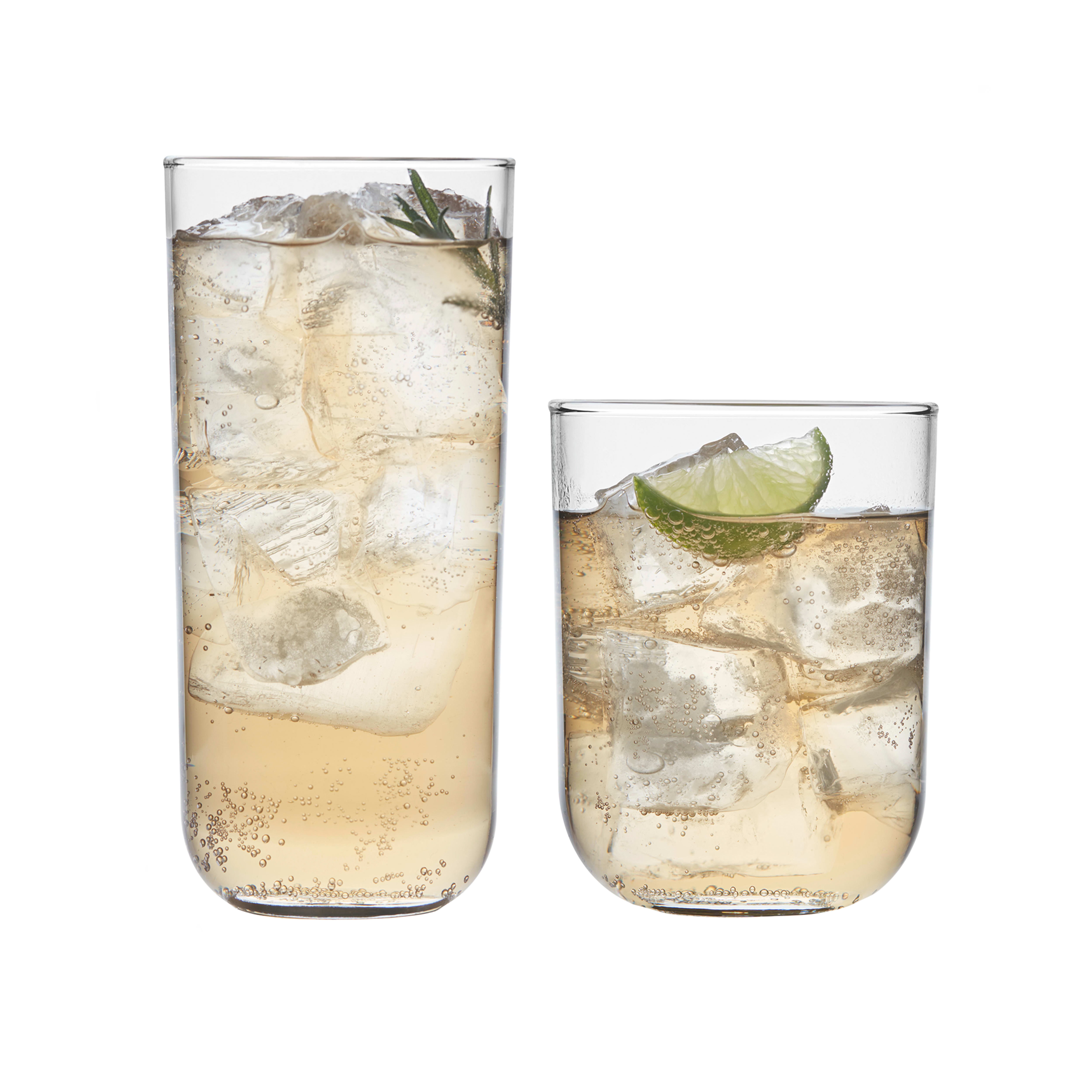 Libbey Polaris Tumbler and Rocks Glass Set, Elegant Drinkware Glasses