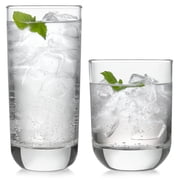 Libbey Drinking Glasses Polaris Tumbler and Rocks Set of 16, Clear, Sturdy Drinkware Glasses Set, Kitchen Glassware for Cocktails, Soda, and More