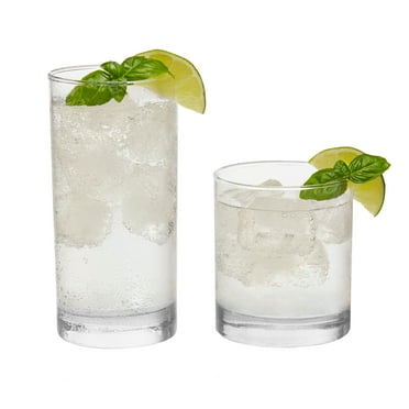 Libbey Province Tumbler and Rocks Glass Set, Elegant Drinkware Glasses Set, Tall Drinking Glasses with Modern Lines, Dishwasher Safe Drinking Glasses Set of 16