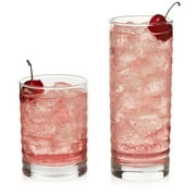Libbey Pueblo Tumblers and Rocks Glass Cups Set, Wavy and Groovy Drinking Glasses Set of 16, Dishwasher Safe Modern Glassware for Everyday Use