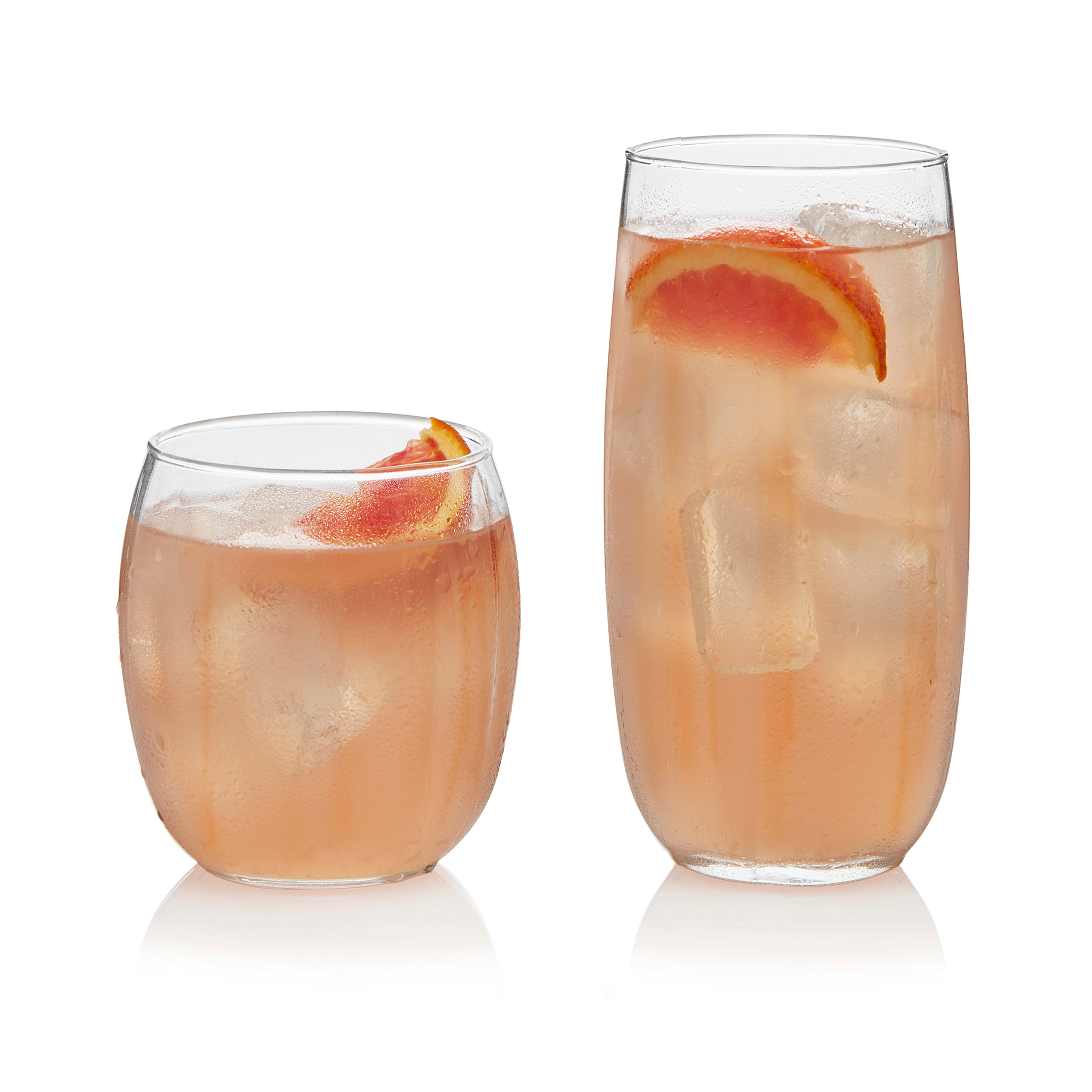 Libbey Samba Tumbler and Rocks Glasses Set of 16, All Purpose Everyday Drinking Glasses Set, Dishwasher Safe Kitchen Glassware Set for Holidays Events