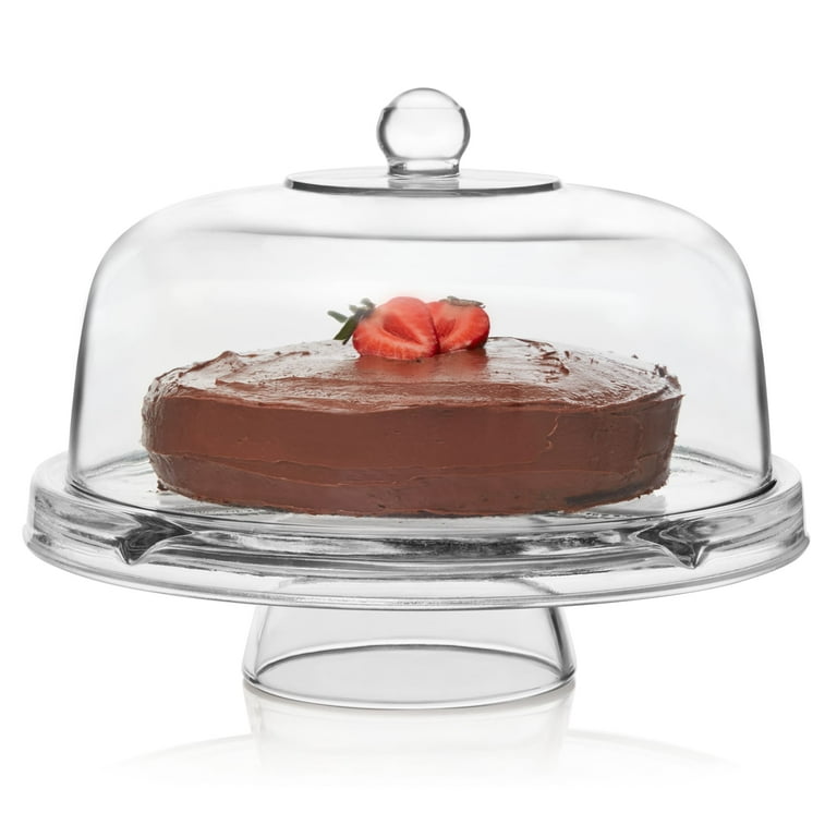 Libbey Selene 6-in-1 Multi-function Glass Cake Stand with Dome Lid