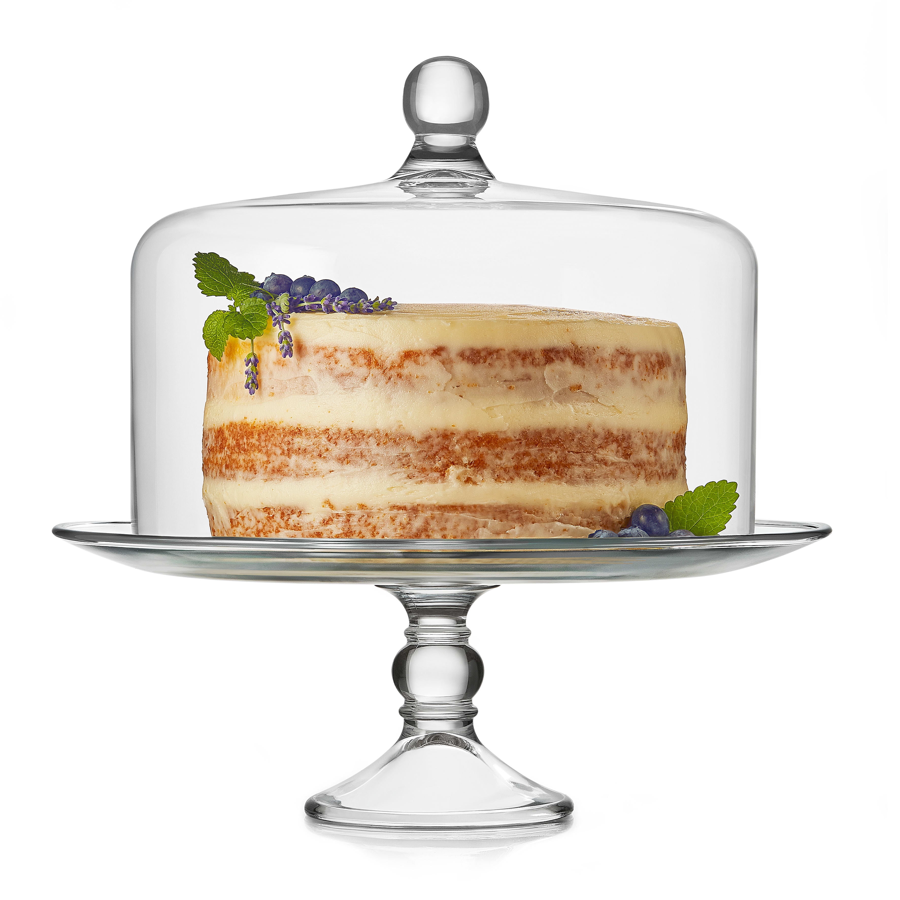 Transparent Glass Cake Pan Tall Feet Cake Stand Glass Cover Bread Pan  Dessert Plate Decorative Display