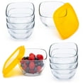 thumbnail image 1 of Libbey Serve It 16 Piece 2 Cup Glass Storage Bowl Container Set with Yellow Plastic Lids, 1 of 6
