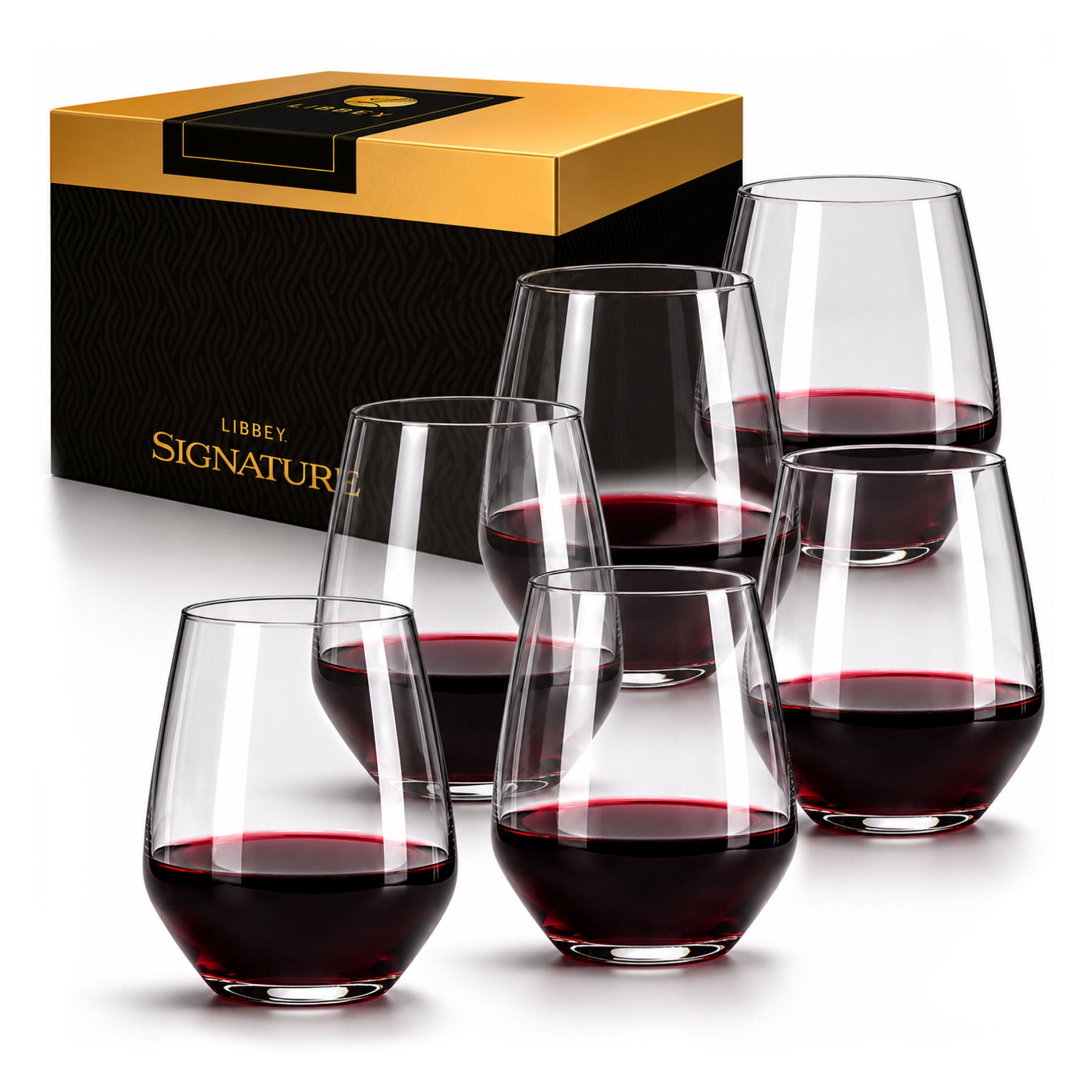 Libbey Signature Greenwich Stemless Wine Glasses, 18-Ounce, Set of 6