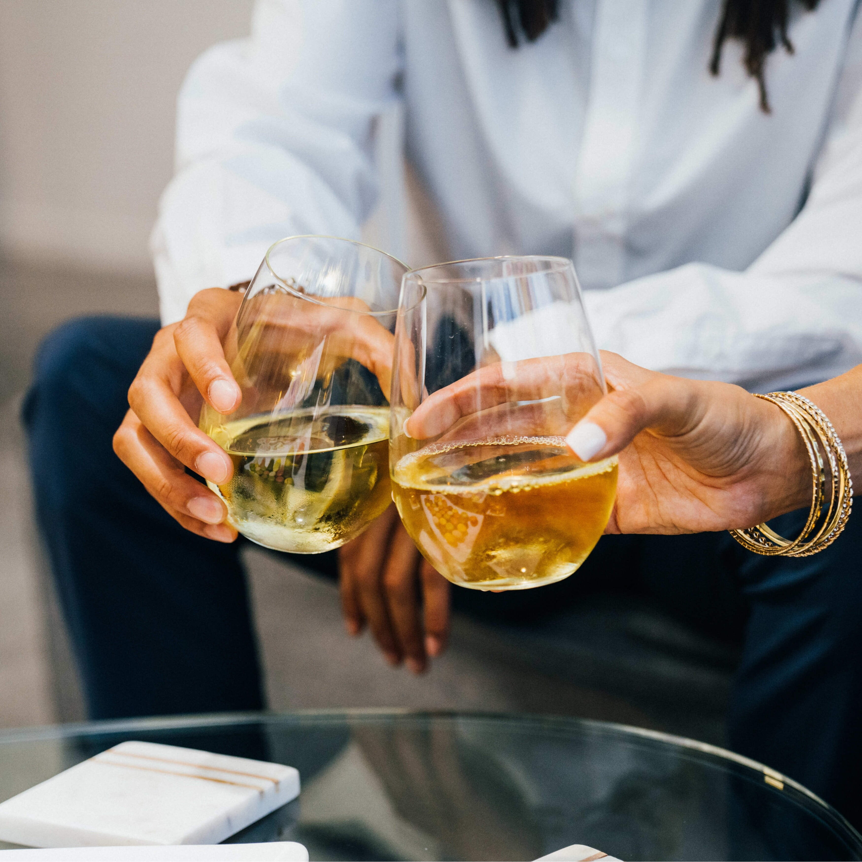 Libbey Signature Clear 21 oz Stemless White Wine Glasses Set of 4