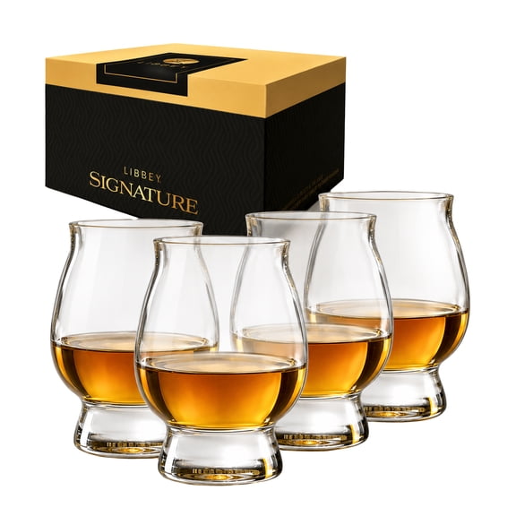 Libbey Signature Kentucky Bourbon Trail Whiskey Tasting Glasses, 8-Ounce, Set of 4, Made in USA, Laser Etched Logo, Stackable, Dishwasher Safe, Gift Box