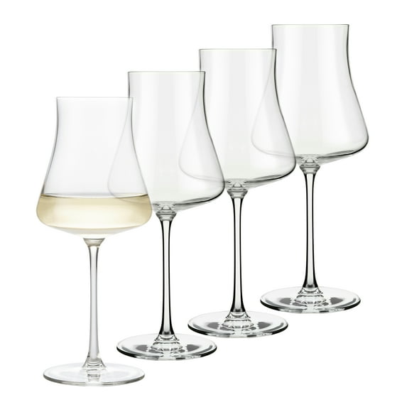 Libbey Signature Stratford All Purpose Wine Glasses Set of 4, 16 oz Unique White Wine Glasses, Stemmed Large Wine Glasses Set