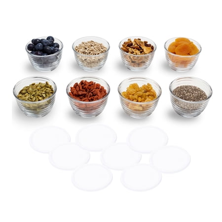 Libbey Small Glass Prep Bowl Set of 8, Glass Containers with Lids Keep Leftovers Fresh, Durable Dishwasher Safe Glass Meal Prep Bowls, Glass Bowls Set for Meal Prepping, Snacks