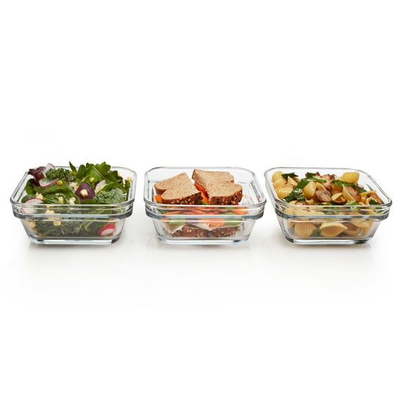 Libbey Stack It Medium Glass Storage Containers with Lids, Set of 6