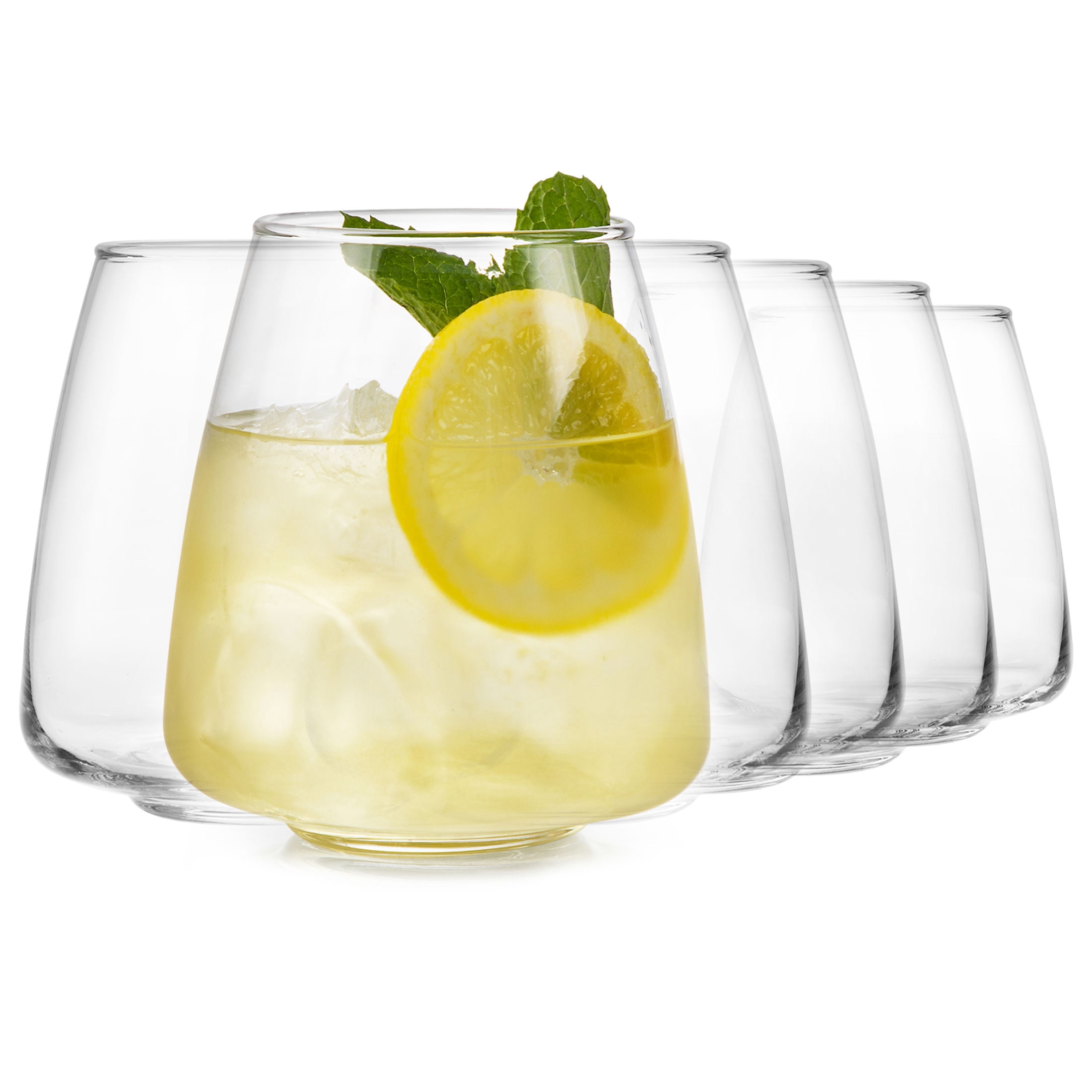 Libbey Stemless Stackable Tapered All Purpose Wine Glasses, 16-ounce, Set of 6