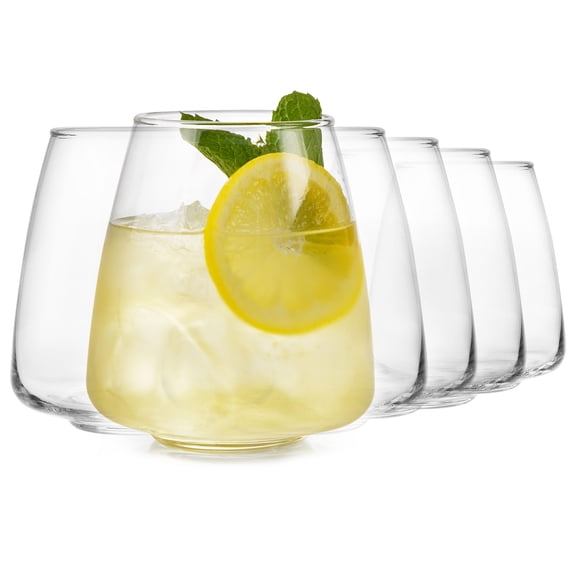 Libbey Stemless Stackable Tapered All Purpose Wine Glasses, 16-ounce, Set of 6
