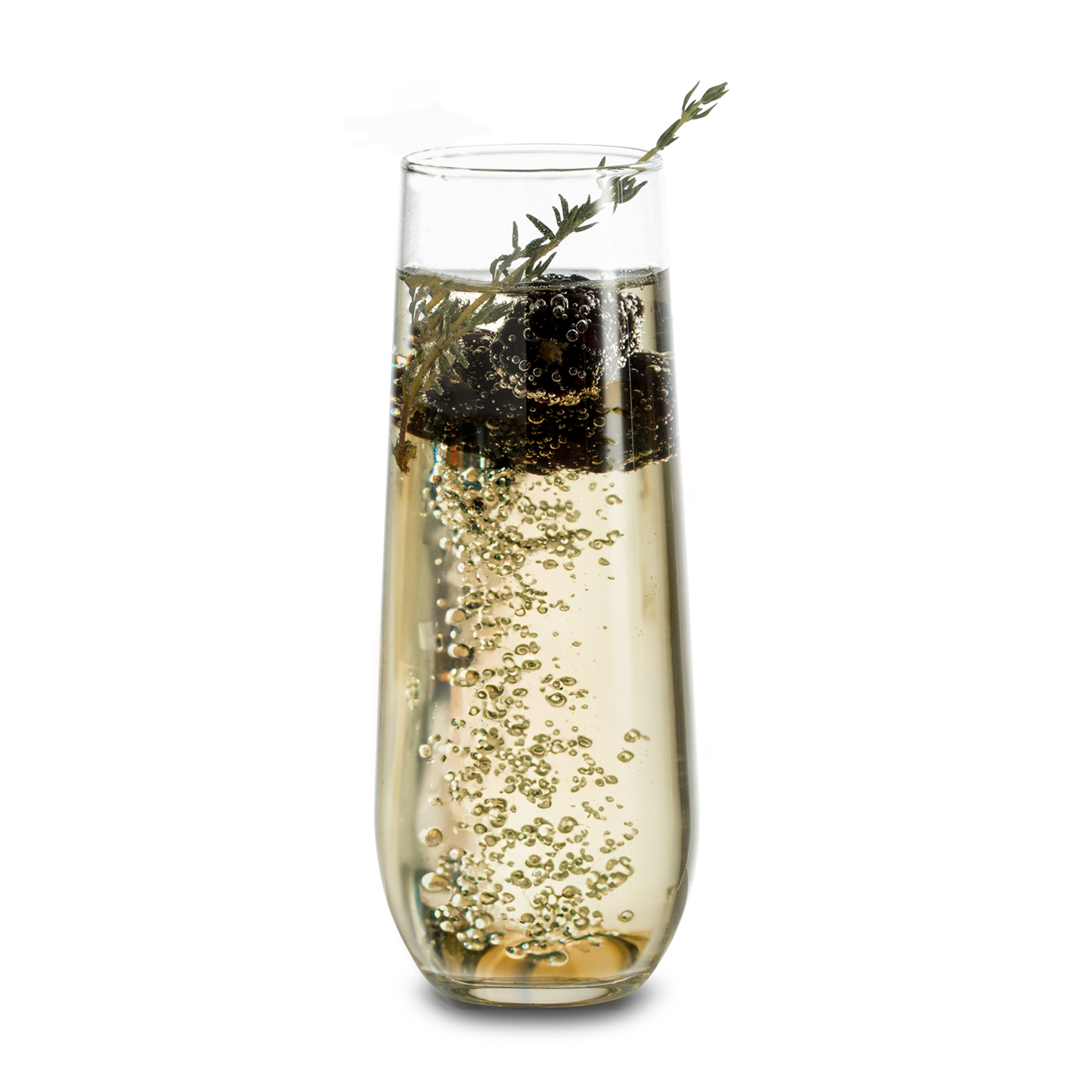 Libbey 228 Stemless Champagne Flutes Glass Set of 12,  Elegant 8.5 Oz Flute Glasses for Champagne, Clear Fluted Glassware