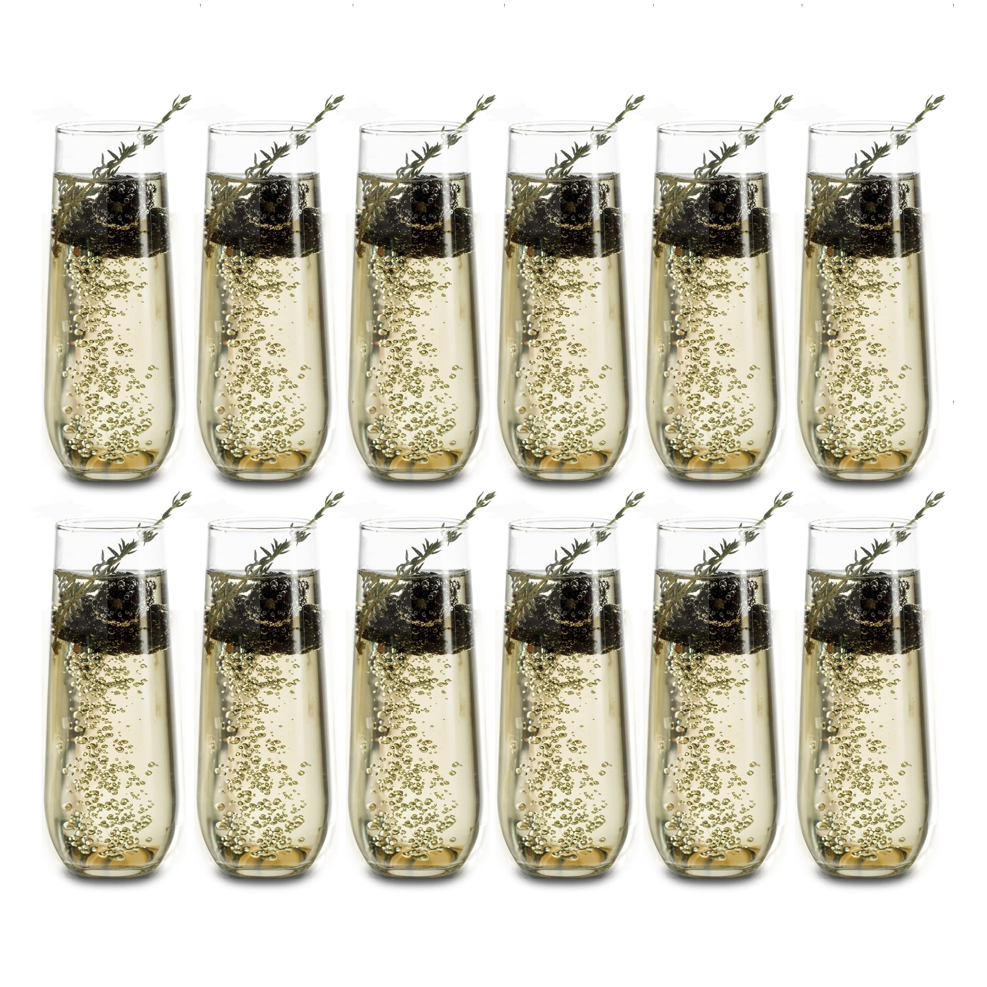 Libbey 12 Pack Stemless Wine Champagne Flutes, 8.5 Ounce, LeadFree