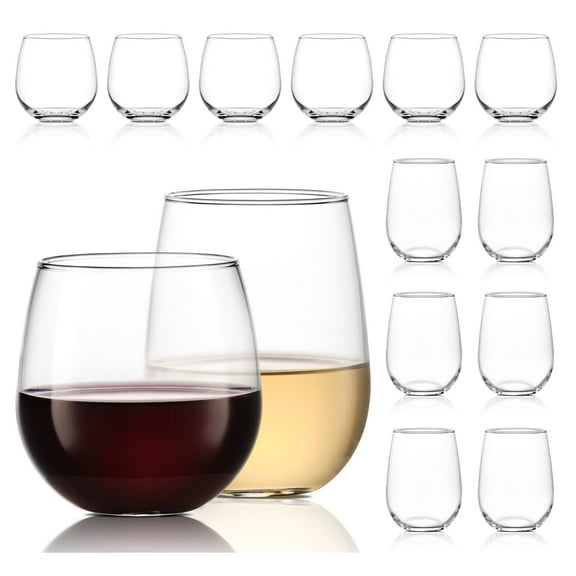 Libbey Stemless Wine Glasses Set of 12, Dishwasher Safe Set Of Wine Glasses, Perfect for Cocktails, Water, and Outdoor Glassware