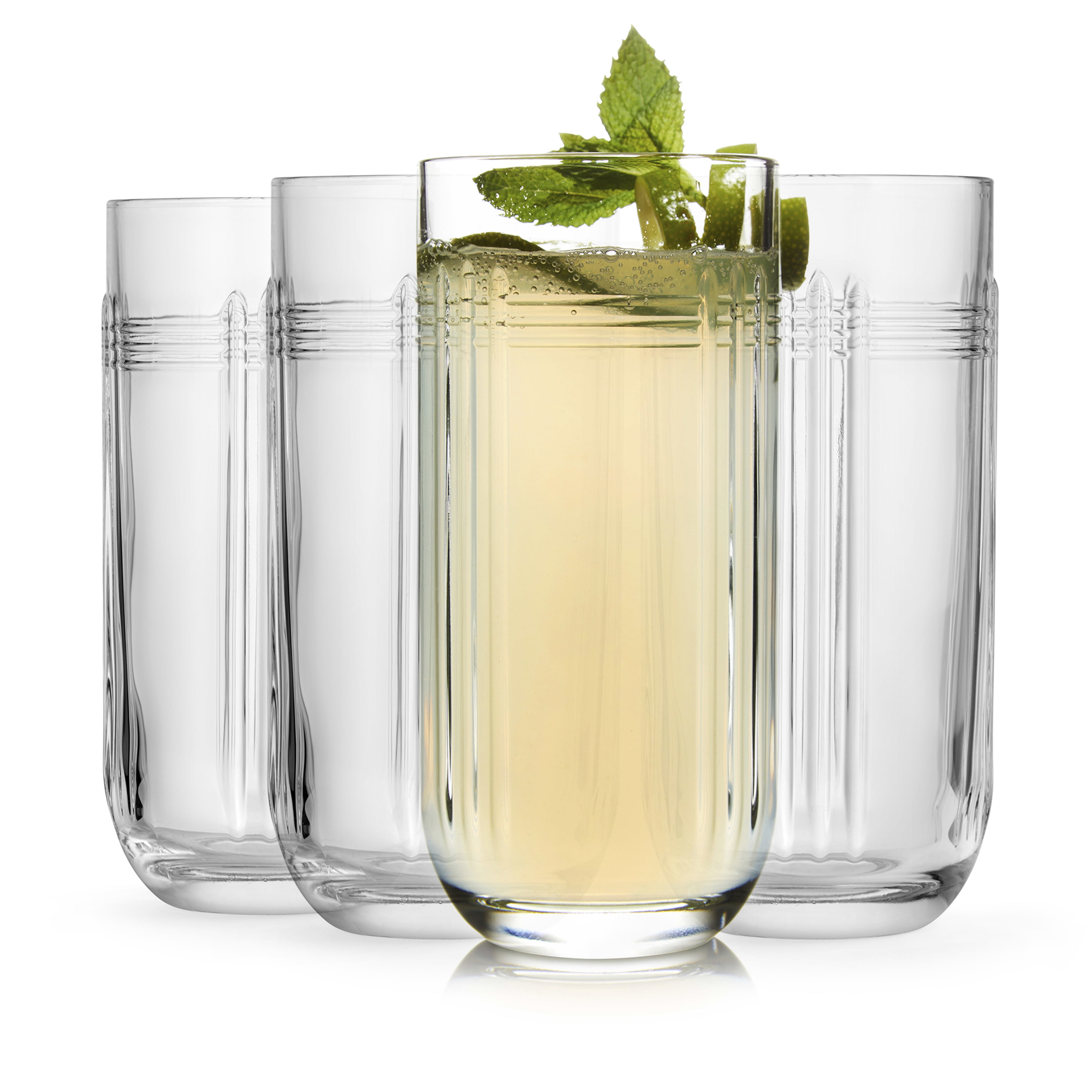 Libbey The Gats 12-Ounce Art Deco Highball Glasses Set