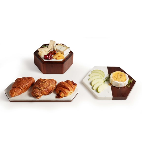 Libbey Urban Story 3-Piece Tray and Bowl Starter Set, 10-inch and 15-inch Trays, 8-inch Bowl