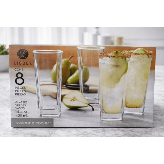 Libbey Vivienne Cooler Glasses, 14.4 oz / 425 mL, Set of 8