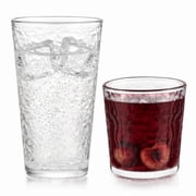 Libbey Yucatan Textured Tumbler & Rocks Drinking Glasses Set of 16